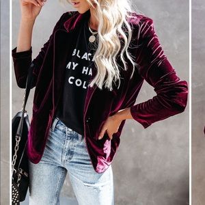 Vici wine colored velvet boyfriend blazer